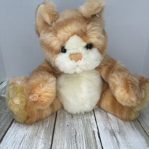First & Main Orange‎ Tabby cat  Kit Kat 8" Floppy FURRY Plush Kitten Striped EUC